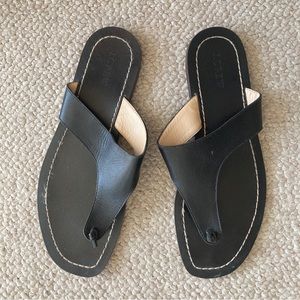 Black Leather J. Crew thong sandals